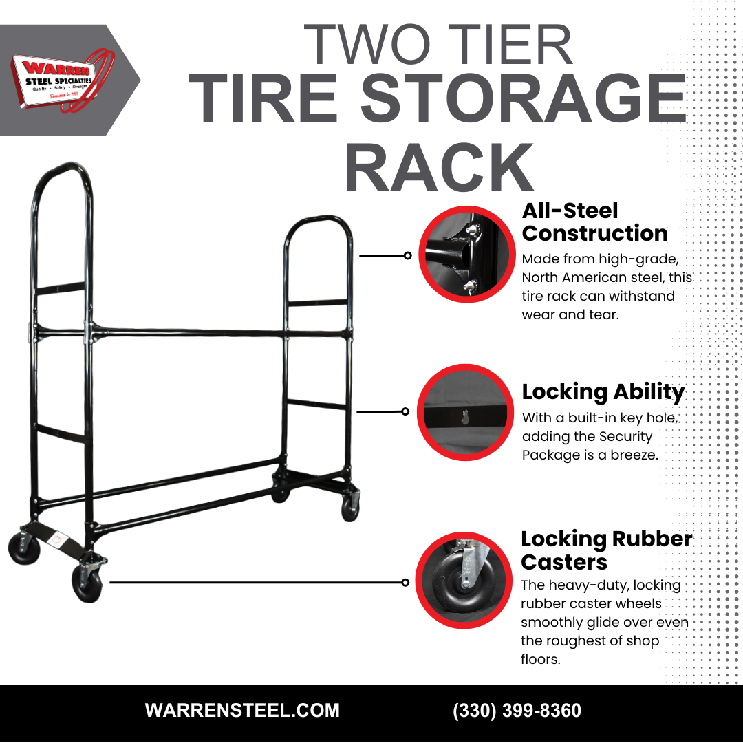 2 Tier Tire Storage Rack | Heavy-Duty Metal