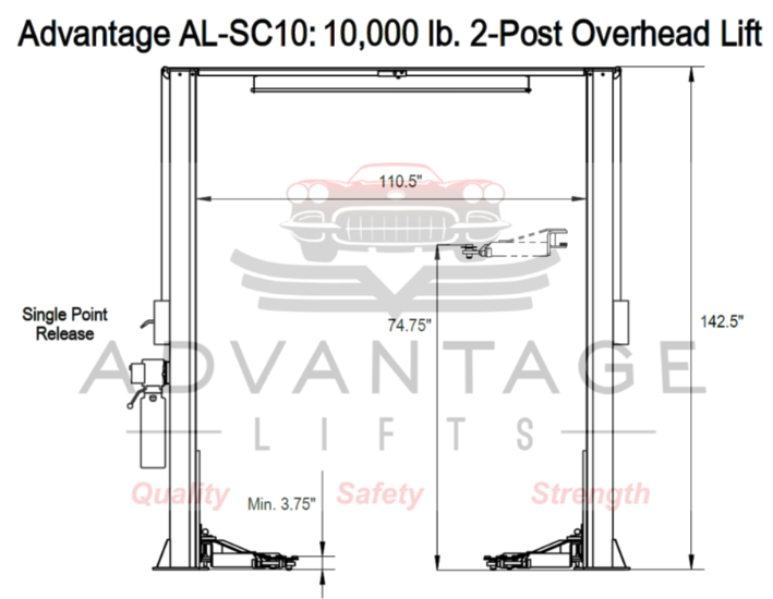 Advantage AL-SC10 | 10,000 LB 2 Post Lift