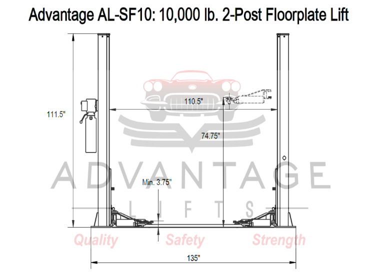 Advantage AL-SF10 | 10,000 LB 2 Post Lift